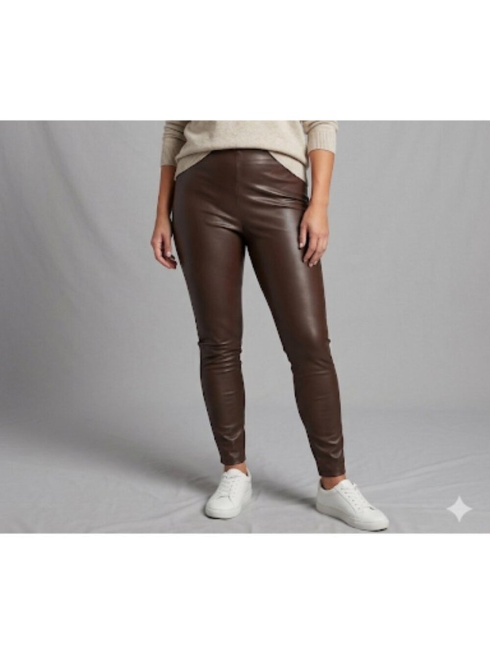 Joie women’s Brown Faux Leather Leggings Size Large Slim Fit